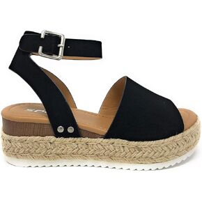 Soda Women's Topic Black Nubuck Syntheticsandals 7 B(M) US