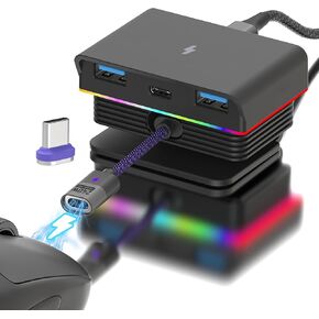 قاعدة شحن مغناطيسية للماوس موشو مع منفذ USB مزدوج + واجهة من النوع C متوافقة مع نماذج ماوس متعددة، قاعدة شحن RGB، مفتاح واحد لتبديل الضوء، قاعدة شحن مغناطيسية ثابتة in Kuwait