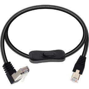 كابل شبكة LAN من RIIEYOCA 90 درجة Cat5 Ethernet RJ45 ذكر إلى ذكر، موصل RJ45، زاوية أعلى من ذكر إلى ذكر لمفاتيح أجهزة التوجيه PC، أسود (0.5 متر) in Kuwait