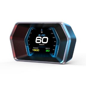 heads up display P17, Car Smart obd2 gauge display, GPS Speedometer with Vehicle Speed, RPM, Fuel Consumption Voltage Multi Data Intelligent Instrument for All Cars