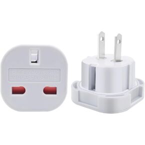 (10Pcs) Hongkong UK 3 Holes to US 1-15R 2 pin Plug Socket AC Power Charger Adapter Converter,UK to US Travel Switch Socket,American US Plug 2 pins can be Turned (White)