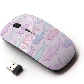 [ Optical 2.4G Wireless Mouse [ Shark Baby Drawing Purple Pink Blue ]