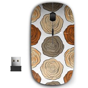 2.4G Ergonomic Portable USB Wireless Mouse for PC, Laptop, Computer, Notebook with Nano Receiver (Beige Brown Orange Roses)