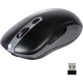 elec Space Wireless Mouse, Dual Mode Wireless Mouse, Type-C Rechargeable Bluetooth Mouse, 2.4G Wireless Computer Mouse with USB Receiver, DPI 800-1200-1600,3 Device Connection-Black