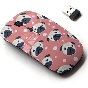 2.4G Wireless Mouse with Cute Pattern Design for All Laptops and Desktops with Nano Receiver - Cute Pug
