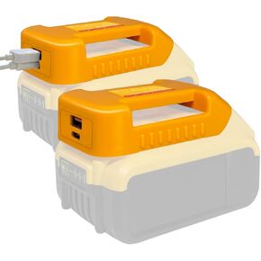 2 Pack USB Charger Adapter for DeWalt 20V Li-ion Battery with USB Output & Type-C Fast Charging Interface(Adapter Only)