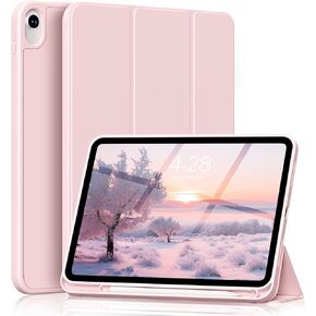 Case for iPad 10th Generation 2022 10.9 inch Case with Pencil Holder, Trifold Stand Smart Cover with Soft TPU Back, Hybrid Slim Case for iPad 10th Gen [Auto Sleep/Wake], Pink