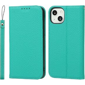 iCoverCase for iPhone 13 Pro Max Wallet Case with Credit Card Holder and Wrist Strap, RFID Blocking Genuine Leather Flip Magnetic Cell Phone Cover Case for iPhone 13 Pro Max 6.7 Inch (Yellow)
