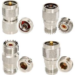 4Pcs Type N Connectors RF Coaxial Adapter Connectors Kit N Male/Female to UHF PL-259 SO-239 M/F Coax Adapters N to UHF Straight Adapter for Extension Cable Antenna CCTV