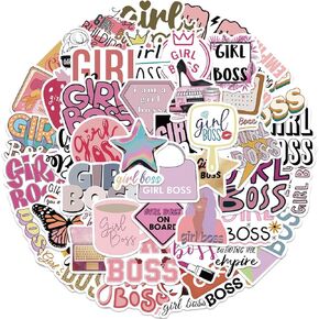 Lecormital Girl Boss Aesthetic Stickers for Girls, Women, Pink Y2K Waterproof Vinyl Stickers for Water Bottle, Laptop, Phone, Scrapbook, Luggage, Party Supplies, Girls Gift (Boss)