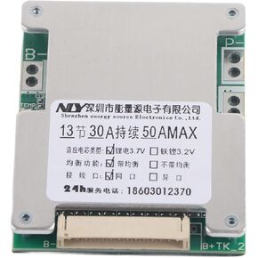 13S 30A Lithium Battery Protection Board, 3.7V Lithium Battery Charging Board BMS PCB Lithium Cell Management IC BMS PCB Board with Balance Charging Other Electronic Components