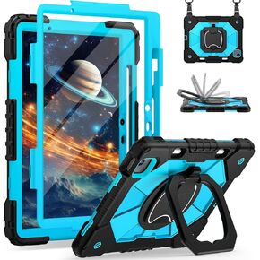 حافظة WESOROL لجهاز iPad Air 11 بوصة (M2) 2024، حافظة iPad Air الجيل السادس شديدة التحمل مع حامل قلم دوار 360 درجة وواقي شاشة مدمج لجهاز iPad Air 11 بوصة، أسود