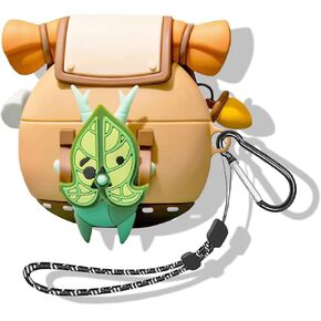 【2 in 1】 SKPY Korok Yahaha Backpack Fashion Funny Cute Case for AirPods Pro 2nd/1st Generation Silicone Antifall Cover with Carabiner Lanyard for Boys Girls Womens Mens
