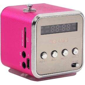 Mini Speaker Music Player Portable FM Radio Stereo Speaker PC Fashion Support TF Card and U Disk(Rose)