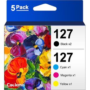 127 T127 Ink Cartridges Extra High Capacity, Remanufactured for Epson 127 Ink Cartridges Multipack Work with Workforce 545 645 WF-3540 WF-3520 WF-7010 NX530 NX625 Printer (5 Pack)
