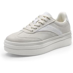 DREAM PAIRS Women's Platform Walking Sneakers Tennis Lace-Up Comfortable Casual Athletic Non-Slip Running Fashion Sneakers Shoes.