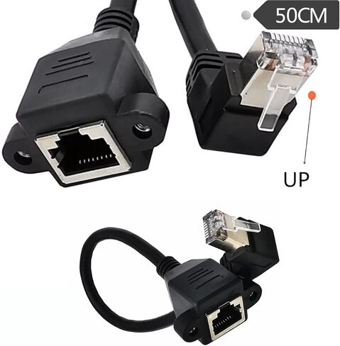 Cat 8 Ethernet Extension Cable,90 Degree RJ45 Ethernet Switch Adapter Cable Male to Female 10 Gigabit 40Gbps, 2000Mhz for Digital Device Computer Switch Network Cable (50cm/1.6ft)(Up) in Saudi Arabia