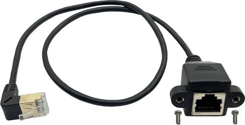 Cat 8 Ethernet Extension Cable,90 Degree RJ45 Ethernet Switch Adapter Cable Male to Female 10 Gigabit 40Gbps, 2000Mhz for Digital Device Computer Switch Network Cable (50cm/1.6ft)(Up) in Saudi Arabia