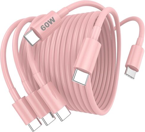 3Pack USB C Cable 10ft, USB C to USB C Cable, 60W USBC Type C Fast Charging Cord 10 ft for iPhone 15/Pro/Plus/Pro Max, iPad Mini 6/ Pro 2021, iPad Air 4, MacBook Pro 2020, White in Saudi Arabia