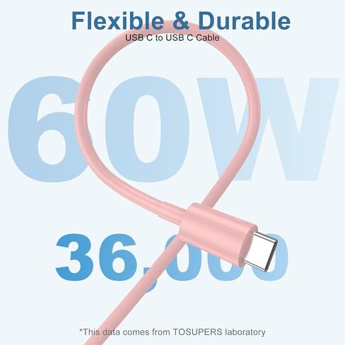 3Pack USB C Cable 10ft, USB C to USB C Cable, 60W USBC Type C Fast Charging Cord 10 ft for iPhone 15/Pro/Plus/Pro Max, iPad Mini 6/ Pro 2021, iPad Air 4, MacBook Pro 2020, White in Saudi Arabia