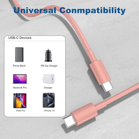 3Pack USB C Cable 10ft, USB C to USB C Cable, 60W USBC Type C Fast Charging Cord 10 ft for iPhone 15/Pro/Plus/Pro Max, iPad Mini 6/ Pro 2021, iPad Air 4, MacBook Pro 2020, White in Saudi Arabia