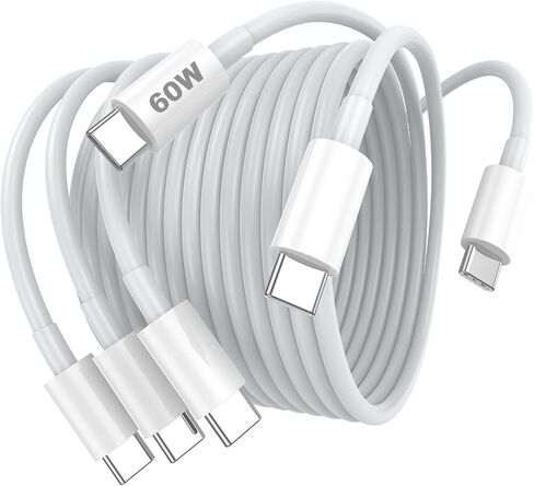 3Pack USB C Cable 10ft, USB C to USB C Cable, 60W USBC Type C Fast Charging Cord 10 ft for iPhone 15/Pro/Plus/Pro Max, iPad Mini 6/ Pro 2021, iPad Air 4, MacBook Pro 2020, White in Saudi Arabia