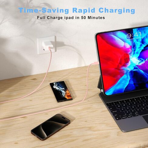 3Pack USB C Cable 10ft, USB C to USB C Cable, 60W USBC Type C Fast Charging Cord 10 ft for iPhone 15/Pro/Plus/Pro Max, iPad Mini 6/ Pro 2021, iPad Air 4, MacBook Pro 2020, White in Saudi Arabia