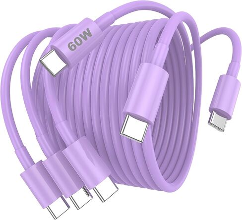 3 عبوات كابل USB C بطول 10 أقدام، كابل USB C إلى USB C، سلك شحن سريع USBC من النوع C بقدرة 60 وات بطول 10 أقدام لهاتف iPhone 15/Pro/Plus/Pro Max، iPad Mini 6/ Pro 2021، iPad Air 4، MacBook Pro 2020، أبيض in Saudi Arabia