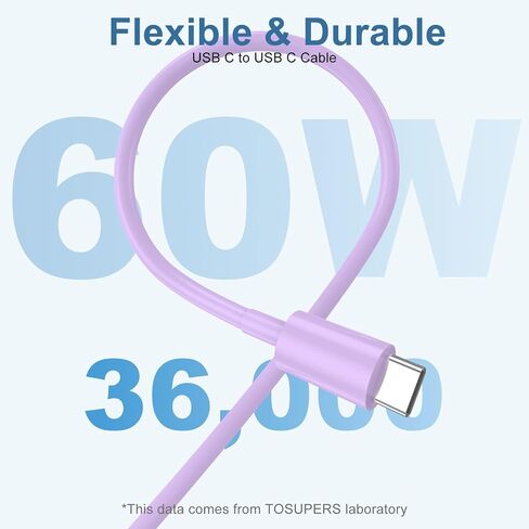 3 عبوات كابل USB C بطول 10 أقدام، كابل USB C إلى USB C، سلك شحن سريع USBC من النوع C بقدرة 60 وات بطول 10 أقدام لهاتف iPhone 15/Pro/Plus/Pro Max، iPad Mini 6/ Pro 2021، iPad Air 4، MacBook Pro 2020، أبيض in Saudi Arabia