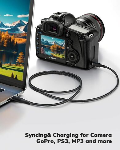 USB Type C to Mini USB Cable 6FT 2Pack, Charging Cord for GoPro Hero 3+, PS3 Controller, MP3 Player, Dash Cam, Digital Camera, GPS Receiver, PDAs and More Mini B Devices Black in Saudi Arabia