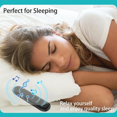 وسادة مكبر صوت توصيل العظام ستيريو بلوتوث لاسلكي موسيقى النوم سماعات محمولة آلة ضوضاء بيضاء للنوم الجانبي للرجال والنساء متوافقة مع iOS/Android/Windows (أسود) in Kuwait