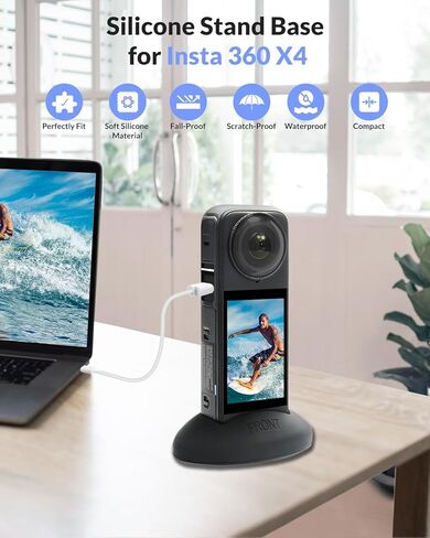 JZW-Shop Silicone Desktop Mount with Screen Protector for Insta 360 X4, Non-Slip Insta 360 X4 Stand Base, Tempered Glass Screen Protector for Insta 360 X4 Accessories, 9H Hardness, Scratch Resistant in Kuwait