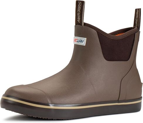SUREWAY Women's Ankle Deck Boots for Women Waterproof Rain Boot,Lightweight,Super Anti-Slip,Neoprene Rubber Fishing Boating Boot,LT Chocolate,Size 9 in Saudi Arabia
