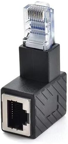 4 قطع موصل RJ45 90 درجة، محول موسع RJ45 ذكر إلى أنثى للمودم، جهاز التوجيه، الكمبيوتر الشخصي، طابعة الشبكة، الكمبيوتر المحمول، LAN، التبديل (الزاوية اليمنى، الزاوية اليسرى، الزاوية العلوية، الزاوية السفلية) in Saudi Arabia