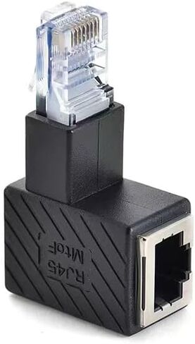 4 قطع موصل RJ45 90 درجة، محول موسع RJ45 ذكر إلى أنثى للمودم، جهاز التوجيه، الكمبيوتر الشخصي، طابعة الشبكة، الكمبيوتر المحمول، LAN، التبديل (الزاوية اليمنى، الزاوية اليسرى، الزاوية العلوية، الزاوية السفلية) in Saudi Arabia