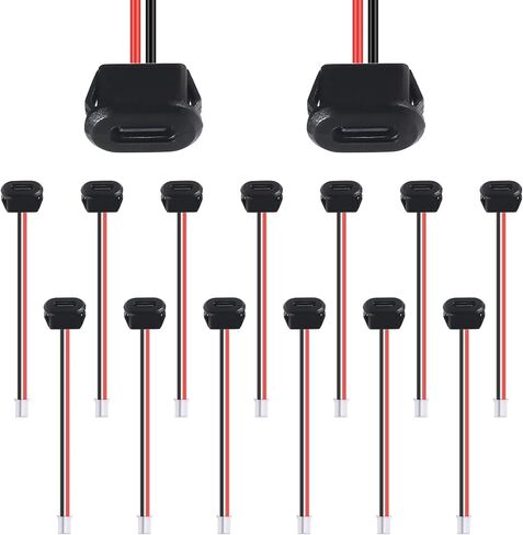 15 قطعة من النوع C USB C أنثى الهيكل 2 دبوس نوع C أنثى موصل مقبس جاك مقاوم للماء منفذ شحن أنثى مع مشبك بطاقة 3A USB-C شاحن التوصيل المقبس in Kuwait