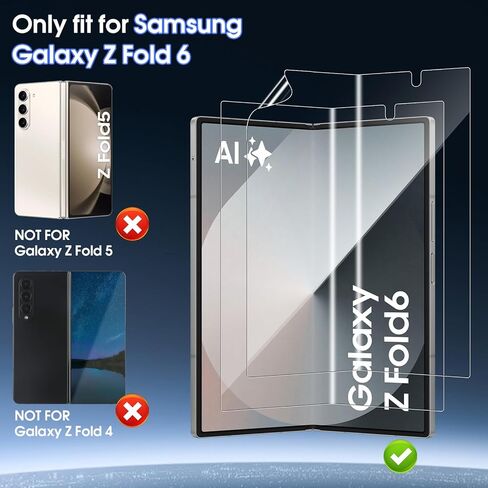 [مجموعة مكونة من 6 قطع] واقي شاشة Galaxy Z Fold 6، 2 طبقة داخلية من مادة TPU + 2 زجاج خارجي مقوى + 2 واقيات عدسة الكاميرا، وضوح عالي، مضاد للخدش، صلابة عالية، خالي من الفقاعات، لهاتف Samsung Galaxy Z Fold6 in Saudi Arabia