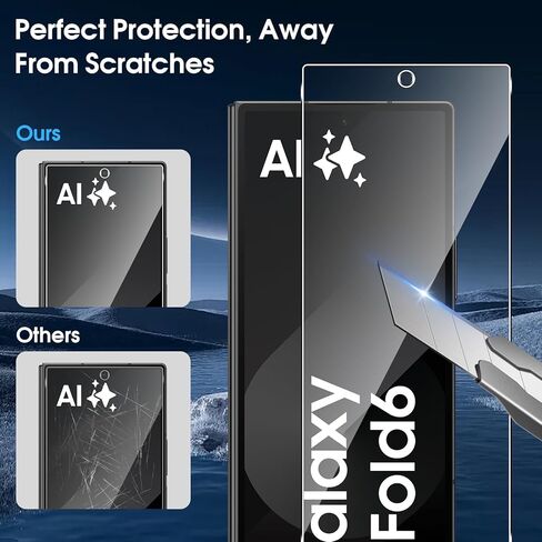 [مجموعة مكونة من 6 قطع] واقي شاشة Galaxy Z Fold 6، 2 طبقة داخلية من مادة TPU + 2 زجاج خارجي مقوى + 2 واقيات عدسة الكاميرا، وضوح عالي، مضاد للخدش، صلابة عالية، خالي من الفقاعات، لهاتف Samsung Galaxy Z Fold6 in Saudi Arabia