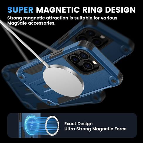 حافظة Caka لهاتف iPhone 13 Pro Max مع حامل غير مرئي، حافظة iPhone 12 Pro Max [متوافقة مع MagSafe] [حماية من السقوط العسكري] حافظة واقية مضادة للصدمات لهاتف iPhone 12/13 Pro Max 6.7 بوصة أزرق in Kuwait