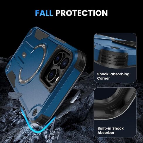 حافظة Caka لهاتف iPhone 13 Pro Max مع حامل غير مرئي، حافظة iPhone 12 Pro Max [متوافقة مع MagSafe] [حماية من السقوط العسكري] حافظة واقية مضادة للصدمات لهاتف iPhone 12/13 Pro Max 6.7 بوصة أزرق in Kuwait