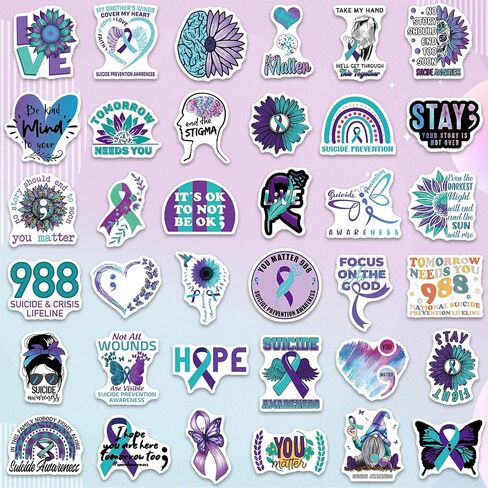 DECYOOL 100Pcs Suicide Mental Health Awareness Stickers Bulk Decals in Kuwait