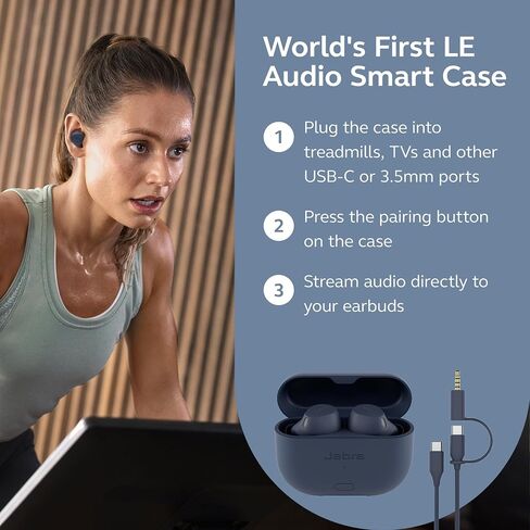 Jabra Elite 8 Active Gen 2 Bluetooth Wireless Earbuds with Dolby Audio Spatial Sound - Advanced Workout Waterproof Headphones with Noise Cancelling, Military Grade with Smart Case - Navy in Saudi Arabia
