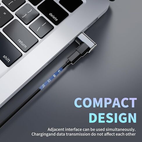 محول مغناطيسي USB C 240 وات، محول مغناطيسي USB C بزاوية قائمة قابل للفصل، 24 دبوس مع PD شحن سريع 40 جيجابت في الثانية 8K 60 هرتز لـ Thunderbolt 3/4، MacBook Pro/Air/، PS5 PSVR2 in Kuwait