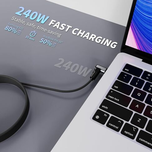 محول مغناطيسي USB C 240 وات، محول مغناطيسي USB C بزاوية قائمة قابل للفصل، 24 دبوس مع PD شحن سريع 40 جيجابت في الثانية 8K 60 هرتز لـ Thunderbolt 3/4، MacBook Pro/Air/، PS5 PSVR2 in Kuwait