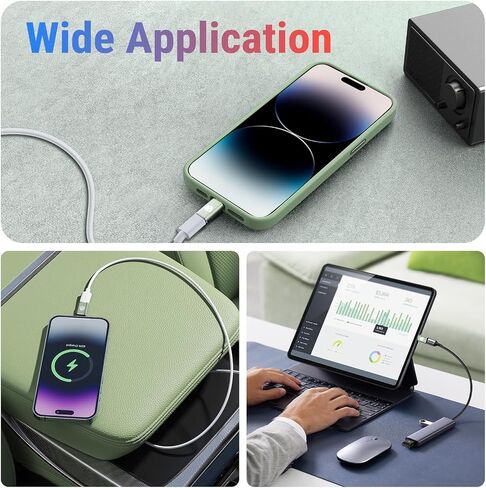 محول TiMOVO 20 وات USB C إلى Lightn-ing مع حامل مضاد للفقد، محول شحن سريع من أنثى إلى ذكر، حزمة من 2 محول Lightn-ing متوافق مع iPhone 14/13/12/11، مستقيم، رمادي فاتح أخضر in Saudi Arabia