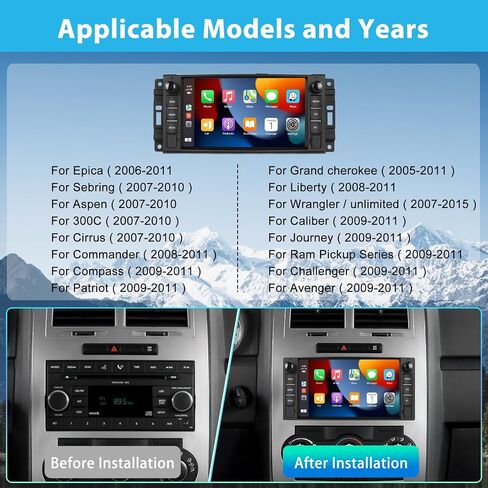 Podofo 【ترقية 2G+64G】 ستيريو سيارة لسيارة Jeep/Dodge/Chevrolet/Chrysler مع Carplay&Android Auto، راديو وسائط متعددة بشاشة لمس 7 بوصة مع WiFi/Bluetooth/GPS/مرآة Link/AI Voice/FM&RDS+كاميرا احتياطية AHD + ميكروفون in Saudi Arabia
