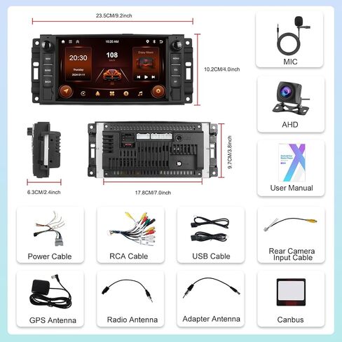 Podofo 【ترقية 2G+64G】 ستيريو سيارة لسيارة Jeep/Dodge/Chevrolet/Chrysler مع Carplay&Android Auto، راديو وسائط متعددة بشاشة لمس 7 بوصة مع WiFi/Bluetooth/GPS/مرآة Link/AI Voice/FM&RDS+كاميرا احتياطية AHD + ميكروفون in Saudi Arabia