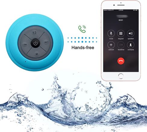 مكبر صوت بلوتوث LED مقاوم للماء من Guppy وراديو FM وقارئ بطاقة TF، موديل 2016 مناسب للأطفال، أزرار تحكم مدمجة، مكبر صوت، كوب شفط قوي أفضل للاستخدام الداخلي والخارجي (أزرق) in Kuwait