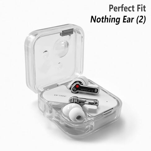 حافظة سيليكون من Geiomoo لسماعات Nothing Ear 2، غطاء حماية مزود بحلقة تسلق (شفاف) in Kuwait