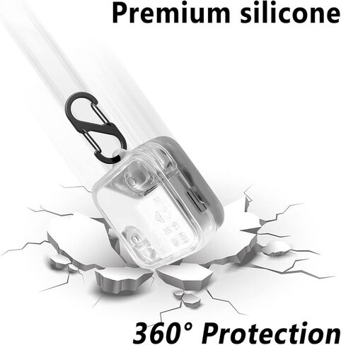 حافظة سيليكون من Geiomoo لسماعات Nothing Ear 2، غطاء حماية مزود بحلقة تسلق (شفاف) in Kuwait